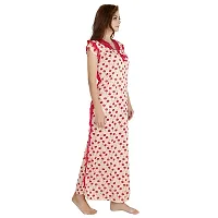 Elegant Red Satin Printed Nighty For Women-thumb3