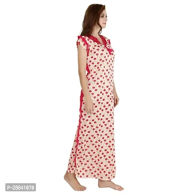 Elegant Red Satin Printed Nighty For Women-thumb4