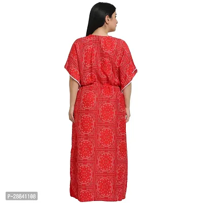 Elegant Red Cotton Blend Printed Nighty For Women-thumb2