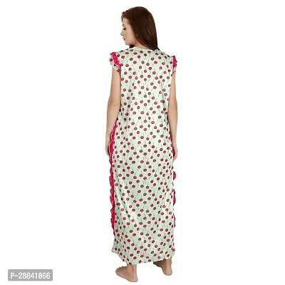 Elegant Green Satin Printed Nighty For Women-thumb2