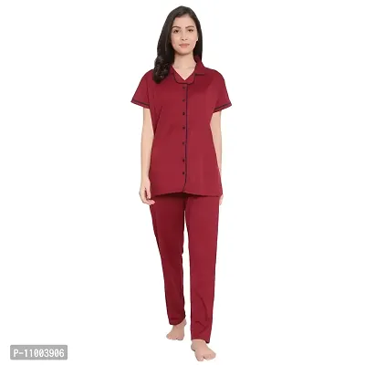 Zionity Women Cotton Nightsuit Set of Top  Pyjama