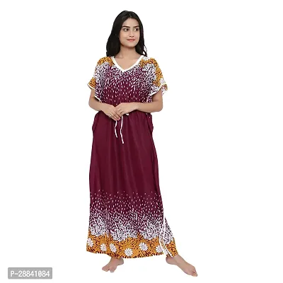 Elegant Multicoloured Satin Printed Nighty For Women-thumb0