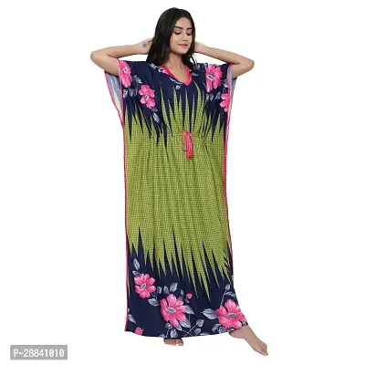 Elegant Green Satin Printed Nighty For Women-thumb4