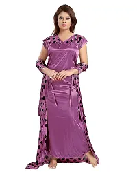 Zionity Women's Satin Solid Maxi Nighty with Robe (ZNT015J12O_Purple_Free Size)-thumb1