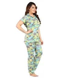 Zionity Blue Cotton Blend Printed Top  Pyjama Set For Women-thumb2