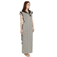 Elegant Grey Satin Printed Nighty For Women-thumb3