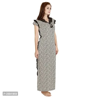 Elegant Grey Satin Printed Nighty For Women-thumb4