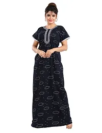 Elegant Black Cotton Self Pattern Nighty For Women-thumb4