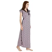 Elegant Purple Satin Printed Nighty For Women-thumb3