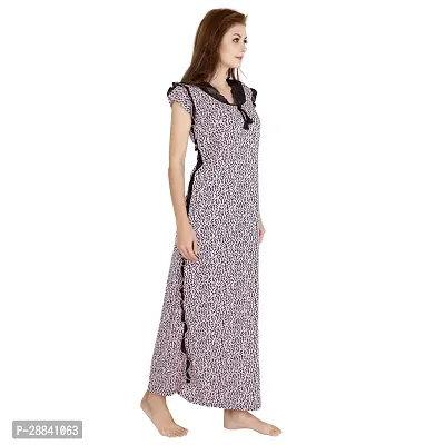 Elegant Purple Satin Printed Nighty For Women-thumb4