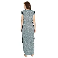 Elegant Grey Satin Printed Nighty For Women-thumb1