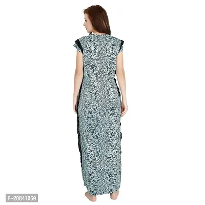 Elegant Grey Satin Printed Nighty For Women-thumb2