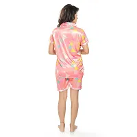 Zionity Women Printed Top & Shorts Set Pink-thumb2