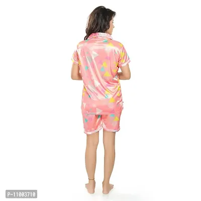 Zionity Women Printed Top & Shorts Set Pink-thumb3