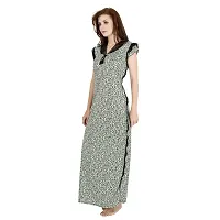 Elegant Grey Satin Printed Nighty For Women-thumb3