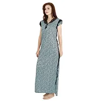 Elegant Grey Satin Printed Nighty For Women-thumb3