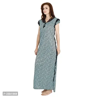 Elegant Grey Satin Printed Nighty For Women-thumb4