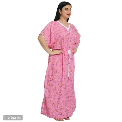 Elegant Pink Rayon Floral Nighty For Women-thumb3