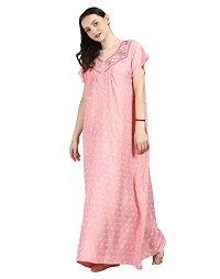 Elegant Pink Rayon Printed Nighty For Women-thumb2