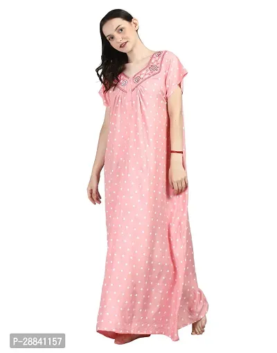 Elegant Pink Rayon Printed Nighty For Women-thumb3