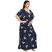 Elegant Navy Blue Rayon Floral Nighty For Women-thumb3