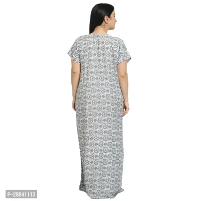 Elegant Grey Cotton Printed Nighty For Women-thumb2