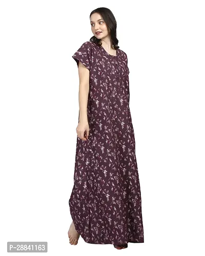 Elegant Purple Cotton Printed Nighty For Women-thumb4