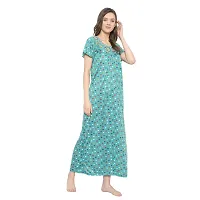 Elegant Green Hosiery Printed Nighty For Women-thumb3