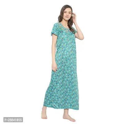 Elegant Green Hosiery Printed Nighty For Women-thumb4