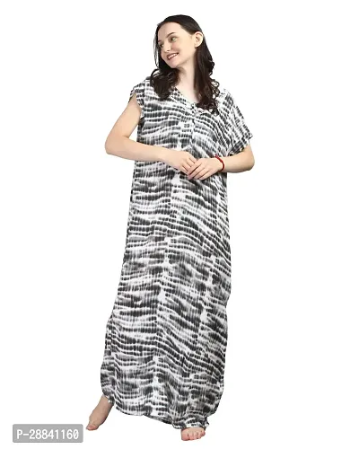 Elegant Black Rayon Printed Nighty For Women-thumb0