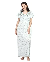 Elegant White Cotton Blend Printed Nighty For Women-thumb3