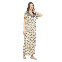 Elegant Beige Hosiery Printed Nighty For Women-thumb3