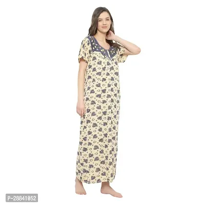 Elegant Beige Hosiery Printed Nighty For Women-thumb4