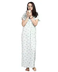 Elegant White Cotton Blend Printed Nighty For Women-thumb4