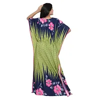 Elegant Green Satin Printed Nighty For Women-thumb1