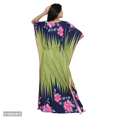 Elegant Green Satin Printed Nighty For Women-thumb2