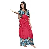 Elegant Red Satin Printed Nighty For Women-thumb4