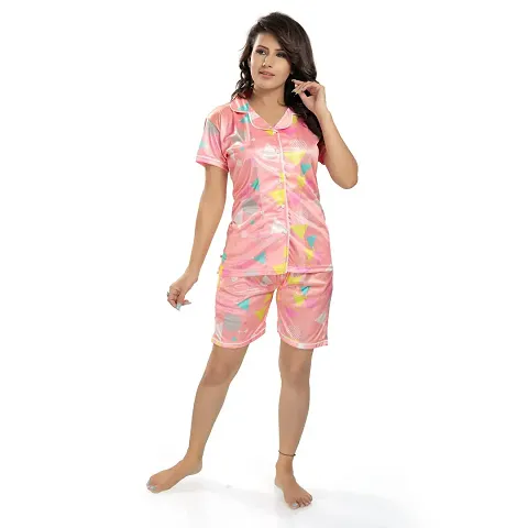 Zionity Women Printed Top & Shorts Set