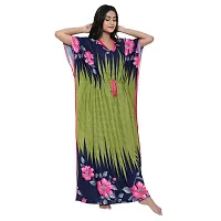 Elegant Green Satin Printed Nighty For Women-thumb3