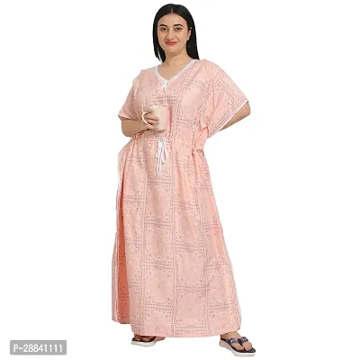 Elegant Pink Cotton Blend Printed Nighty For Women-thumb3