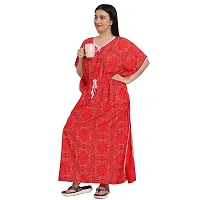 Elegant Red Cotton Blend Printed Nighty For Women-thumb2