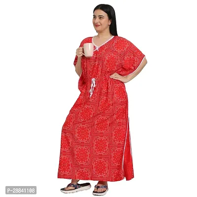 Elegant Red Cotton Blend Printed Nighty For Women-thumb3