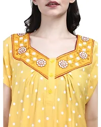 Elegant Yellow Rayon Printed Nighty For Women-thumb4