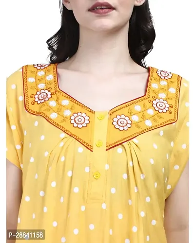 Elegant Yellow Rayon Printed Nighty For Women-thumb5