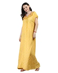 Elegant Yellow Rayon Printed Nighty For Women-thumb2