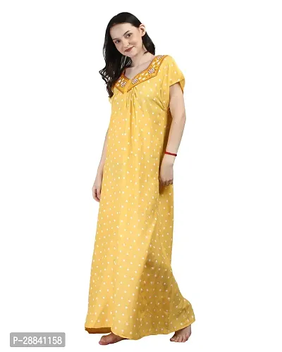 Elegant Yellow Rayon Printed Nighty For Women-thumb3