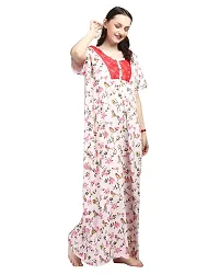 Elegant Pink Cotton Blend Printed Nighty For Women-thumb3