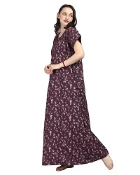 Elegant Purple Cotton Printed Nighty For Women-thumb2