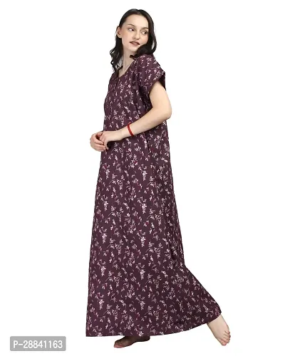 Elegant Purple Cotton Printed Nighty For Women-thumb3