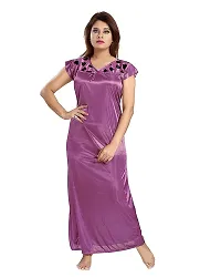 Zionity Women's Satin Solid Maxi Nighty with Robe (ZNT015J12O_Purple_Free Size)-thumb3